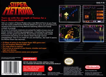 Super Metroid (Japan, USA) (En,Ja) box cover back